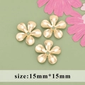 Three 15mm 18k gold plated flower spacers for jewelry making and DIY crafts - Gold Five Petal Flower Spacer Bead Style (M71517)