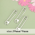 Imperdible de plata pulida para accesorios de joyería DIY, medida 39mm por 9mm - Alfiler de Gancho Grande (M112706)