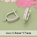 Fermoir de boucles d'oreilles fleur géométrique en argent avec zircon pour bijoux DIY - Style Créole Pavé Double Rangée (MC8701B) / Argenté