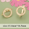 Pendentifs boucles d'oreilles fleur plaqués or 18K avec zircons, 13,4x16,5mm - Style Pavé Rond Ajouré (MC8702A) / Doré
