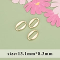 Tres conectores ovalados bañados en oro de 18k para collares DIY de 13,1mm por 8,3mm - Anillo Ovalado Pulido (M112707)