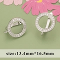 Fermoir de boucles d'oreilles fleur en argent avec pavé de zircons et boucle DIY - Style Pavé Rond Ajouré (MC8702B) / Argenté