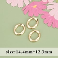 Tres conectores de anillo ovalado trenzado chapados en oro 18k para joyería DIY - Anillo Ovalado Retorcido (M112709)