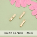 100pcs 18k gold plated spiral tube beads for jewelry making 8.6mm x 2mm size - Wave Pattern Straight Tube (02A) / 100pcs Pack / Gold