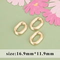 Tres anillos ovalados trenzados bañados en oro 18k para joyería DIY 16.9x11.9mm - Anillo Ovalado Retorcido Grande (M112714)