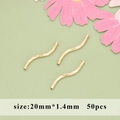 50pcs of 20mm x 1.4mm S-shaped 18k gold plated curved tube beads for DIY jewelry - Threaded S-Shape Tube (05A)