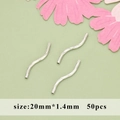 Silver twisted S-curve tube spacer beads for DIY jewelry making, 20mm x 1.4mm size - Threaded S-Shape Tube (05B)