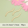 18k gold plated S-shaped curved tube DIY beads with diamond cut texture, 24.4mm size - Starry S-Shape Tube (06A)