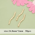 50pcs of 18k gold plated 24.8mm S-shaped curved tube beads with diamond-cut texture for DIY - Starry S-Shape Tube (08A)