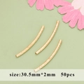 50pcs of 18k gold plated curved tube beads 30.5x2mm for DIY jewelry making crafts - Frosted Curved Tube (09A)