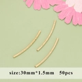 50 pieces of 30mm x 1.5mm gold-plated 18k curved threaded tube beads for DIY jewelry - Threaded Curved Tube (10A)