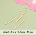 50pcs 18k gold plated curved tube beads 34.8mm x 1.5mm for DIY jewelry making - Threaded Curved Tube (11A)