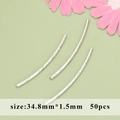 Bright silver curved 34.8mm textured tube beads for DIY jewelry, 50pcs set - Threaded Curved Tube (11B)