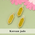 Prachtige 18k vergulde zeshoekige gele jade hangers voor het maken van sieraden - Koreaanse Jade