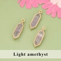 Licht paarse amethist hanger met 18k vergulde kralenrand en ring voor sieraden DIY - Licht Amethist