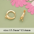 Επιχρυσωμένα 18k 13,5mm γεωμετρικά εξαρτήματα σκουλαρίκι DIY με διπλούς δακτυλίους ανάρτησης - Χρυσό Απλό Στρογγυλό Στυλ (MC9501A)