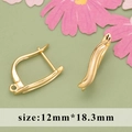 Μινιμαλιστικά άγκιστρα σκουλαρικιών 18k με κρίκο για κοσμήματα DIY, μέγεθος 12x18,3 mm - Χρυσό Καμπυλωτό Στυλ (MC9505A)