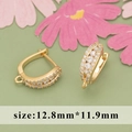 Gold plated micro-paved cubic zirconia leverback earrings with DIY loop 12.8mm - Small Round Style (MC8503A)