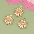 Blumenanhänger mit 18k Goldbeschichtung und buntem Zirkonia-Mikro-Inlay-Design - Gold - Champagner