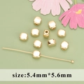 5.4mm x 5.6mm 18k gold plated square beads for DIY necklace and earring making - Square Rounded Style (MB6101A) / 20 Pieces Set / Gold