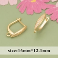 Exquisite gold plated micro-paved cubic zirconia leverback earrings, size 16mm*11mm - Marquise Style (MC8505A)