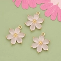 Drei 18k vergoldete rosa Kirschblüten-Anhänger mit bunten Zirkonia für Schmuckherstellung - Gold - Lotusrosa