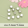 Silver square 18k plated spacer beads for DIY jewelry with center hole 5.4mm x 5.6mm - Square Rounded Style (MB6101B) / 20 Pieces Set / Silver