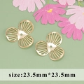 Golden 18k plated floral hollow metal pendant charms for DIY jewelry making 23.5mm - Hollow Three-Petal Flower Tray (MA8001A) / 20 Pieces Set / Gold