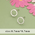 Pendientes de aro texturizados irregulares minimalistas bańados en oro 18k plata - Estilo de Círculo con Textura Martillada (MD5901B) / Plateado