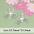Silver flower-shaped 18k plated metal jewelry spacer bead with hollowed stripes 23.5mm - Hollow Three-Petal Flower Tray (MA8001B) / 20 Pieces Set / Silver