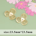Golden 18k plated 23.5mm hollow three-petal flower metal charms for DIY jewelry making - Matte Three-Petal Flower Piece (MA8001YA) / 20 Pieces Set / Gold