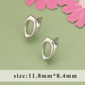 Pendientes geométricos irregulares en plata brillante de 11,8mm x 8,4mm - Estilo de Gota de Agua Hueca Irregular (MD5902B) / Plateado