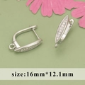 Silver micro-paved CZ leverback earrings with loop connector, size 16mm x 12.1mm - Teardrop Style (MC8505B)