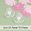 Bright silver 18k gold-plated 23.5mm flower petal charms for DIY jewelry making - Matte Three-Petal Flower Piece (MA8001YB) / 20 Pieces Set / Silver
