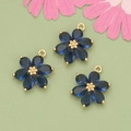 Blumenanhänger-Set mit 18k Vergoldung und tiefblauen Zirkon-Blütenblättern für DIY - Gold - Dunkelblau