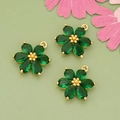 18k vergoldeter Blumenanhänger mit grünen Kristallen für DIY Schmuckherstellung - Gold - Dunkelgrün