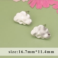 Cloud-shaped silver irregular hammer textured stud earrings with loop 16.7mm x 11.4mm - Silver