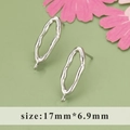 Unregelmäßige versilberte 18k Ohrstecker Komponente mit Öse, Größe 17mm x 6,9mm - Lavatextur Ovalring-Stil (MD5903B)