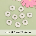 Flat round 8.6mm silver frosted spacer beads for DIY jewelry making and necklace crafts - Frosted Texture Ring Style (MB6104B)