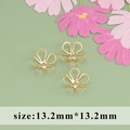 13.2mm 18k gold plated hollow flower spacer bead for DIY earring jewelry making - Hollow Five-Petal Flower Tray (MA8002A) / 20 Pieces Set / Gold