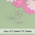 13.2mm hollow five-petal flower bead cap in silver finish for DIY jewelry making - Hollow Five-Petal Flower Tray (MA8002B) / 20 Pieces Set / Silver