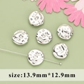Silver irregular smiley face disc beads 13.9mm x 12.9mm for DIY jewelry making - Hammered Lava Texture Irregular Style (MB6105B)