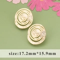 18K gold plated copper spiral stud earrings with irregular texture, 17.2mm x 15.9mm - Gold