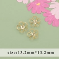 18k gold plated 13.2mm hollow flower petal bead caps for DIY jewelry making - Matte Five-Petal Flower Piece (MA8002YA) / 20 Pieces Set / Gold