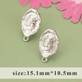 Silberner ovaler DIY-Ohrstecker mit Frauenporträt-Relief und Aufhängeschlaufe, 15mm - Porträt-Relief Ovalstil (MD5905B)