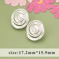Irregular spiral stud earrings in silver finish, size 17.2mm x 15.9mm for DIY jewelry - Spiral Vortex Texture Style (MD6003B) / Silver