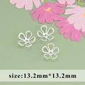 Silver 13.2mm five-petal hollow flower spacer bead for DIY jewelry making - Matte Five-Petal Flower Piece (MA8002YB) / 20 Pieces Set / Silver
