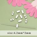 Silver rectangle spacer beads for DIY jewelry making size 4.2mm by 2mm on petals - Polished Rectangle Style (MB6106B)
