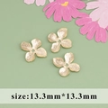 18k gold plated 13.3mm four-petal flower spacer bead for DIY jewelry making - Solid Four-Petal Flower Cap (MA8003A) / 20 Pieces Set / Gold
