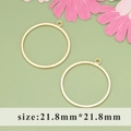 18k gold plated round geometric earring pendant finding 21.8mm jewelry supply - Gold Plain Round Pendant (MD6303A)